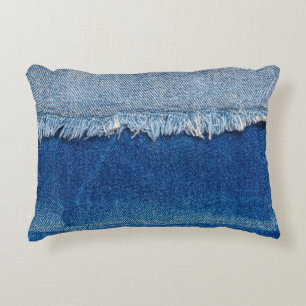 Coussins Décoratifs Arrière - plan de jeans Denim. Tissu denim déchiré