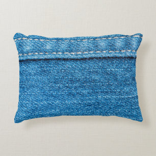 Coussins Décoratifs Arrière - plan de texture jeans bleu.