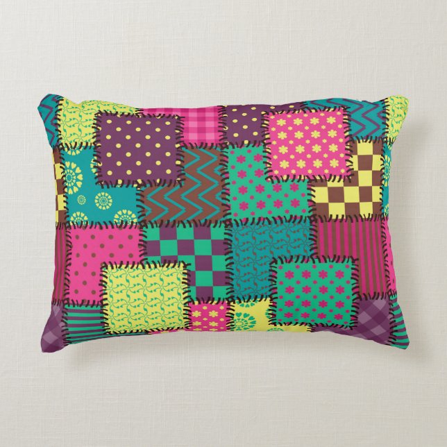 Coussins Décoratifs arrière - plan patchwork avec différents motifs (Devant)