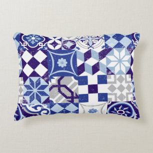 Coussins Décoratifs arrière - plan patchwork vintage avec bleu traditi