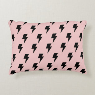 Coussins Décoratifs Arrière - plan rose de la foudre noire Motif Y2K