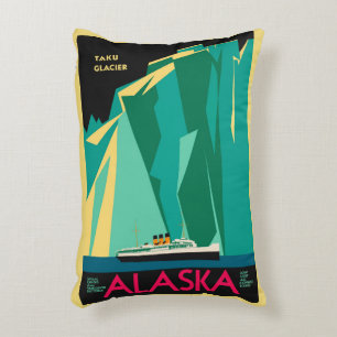 Coussins Décoratifs Art de l'affiche de voyage de l'Alaska vintage, gl