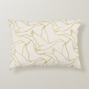 Coussins Décoratifs Art Déco filigrane d'or Oie Crème Antique