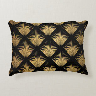 Coussins Décoratifs Art Déco, motif d'or noir.