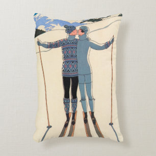 Coussins Décoratifs Art Déco vintage, Amants dans la neige par George 