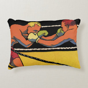 Coussins Décoratifs Art Déco vintage de boxe sportive, boxeurs se frap