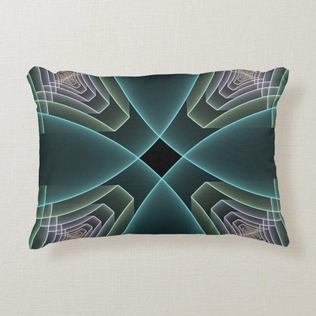 Coussins Décoratifs Art graphique géométrique fractal sarcelle moderne (Devant)