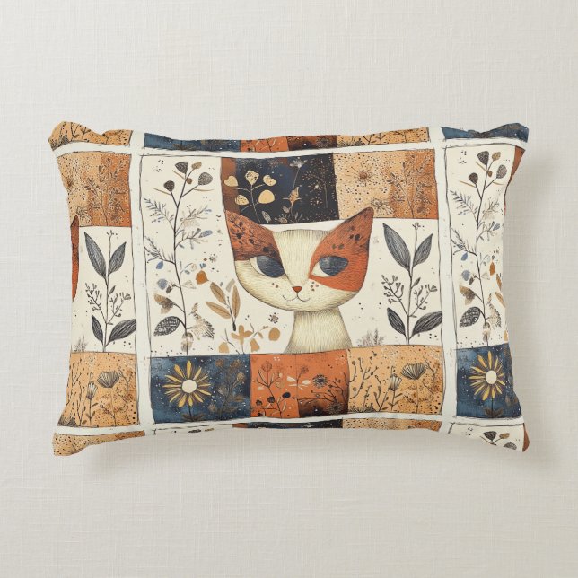 Coussins Décoratifs Art Mi-Siècle Moderne Cute Chat (Devant)
