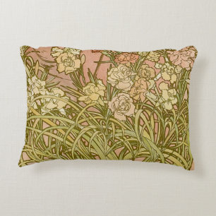 Coussins Décoratifs Art Nouveau Alphonse Mucha Fleurs de carnation flo