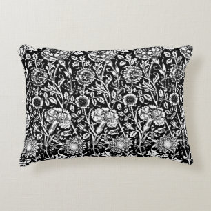Coussins Décoratifs Art nouveau Carnation Damask, noir et blanc