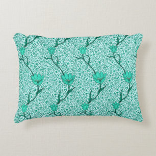 Coussins Décoratifs Art Nouveau Damas de Tulipe, Turquoise