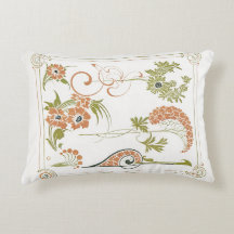 Art nouveau Mucha floral abstrait art pêches vert