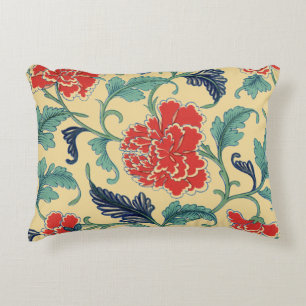 Coussins Décoratifs Art Nouveau Vintage Chinoiserie Fleurie Rouge Chin