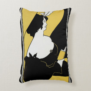 Coussins Décoratifs Art Nouveau vintage, Lecture d'un livre jaune