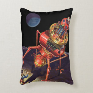 Coussins Décoratifs Astronaute de science-fiction vintage avec robot a