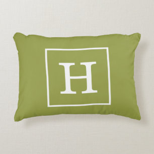 Coussins Décoratifs Avocado Vert Blanc encadré Premier Monogramme