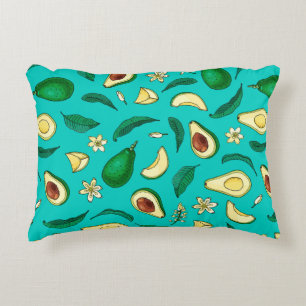 Coussins Décoratifs avocat réaliste. Motif sans couture. Été exotiq