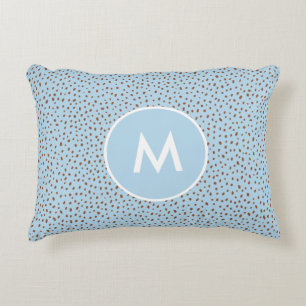 Coussins Décoratifs Baby Blue & Boho Terracotta Brown Dots Monogramme
