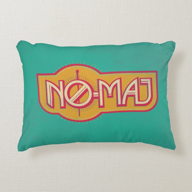 Coussins Décoratifs Badge rouge et jaune NO-MAJ™ (Devant)