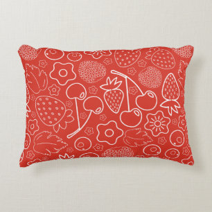 Coussins Décoratifs Baie Fraise Cerise Blanche Dessinée à la main Mode