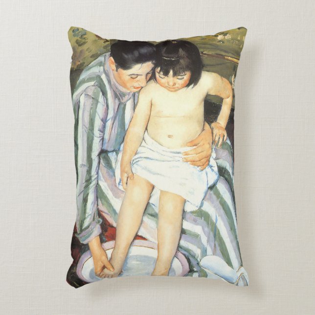 Coussins Décoratifs Bain d'enfant par Mary Cassatt Impressionnisme Vin (Devant(Vertical))