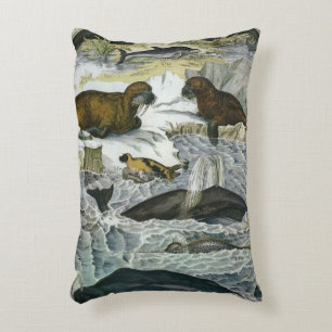 Coussins Décoratifs Baleines, phoques et morses, animaux marins vintag