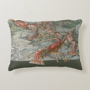 Coussins Décoratifs Banc de homards dans l'océan, Art nouveau vintage