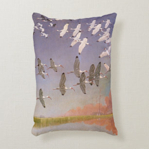 Coussins Décoratifs Banc d'ibis volant au-dessus des zones humides, oi