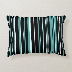 Coussins Décoratifs Bande de code-barres noir, vert-de-gris et blanc