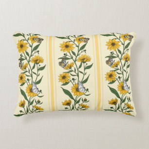 Coussins Décoratifs Bande florale Sunroot sur blanc cassé