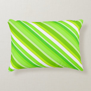 Coussins Décoratifs Bandes de bonbons en couches - vert citron et blan