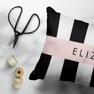 Coussins Décoratifs Bandes noires et blanches, Gravées, Lignes, Votre