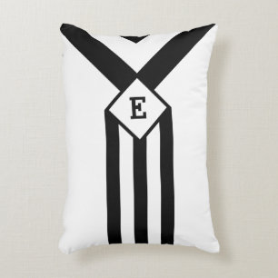 Coussins Décoratifs Bandes noires et Chevrons avec Monogramme sur blan