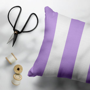 Coussins Décoratifs Bandes pourpres, Blancs, Motif rayé