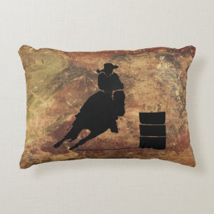 Coussins Décoratifs Barrel Racing Girl Silhouette on a Grunge Texture