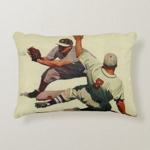 Coussins Décoratifs Baseball Sportif Vintage, Joueur Glissant vers le