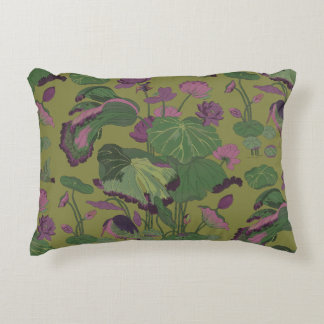 Coussins Décoratifs Bassin de lotus dans le vert bambou pourpre