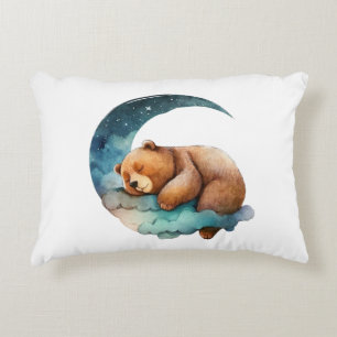 Coussins Décoratifs Bear en peluche mignonne dormant sur la lune du cr