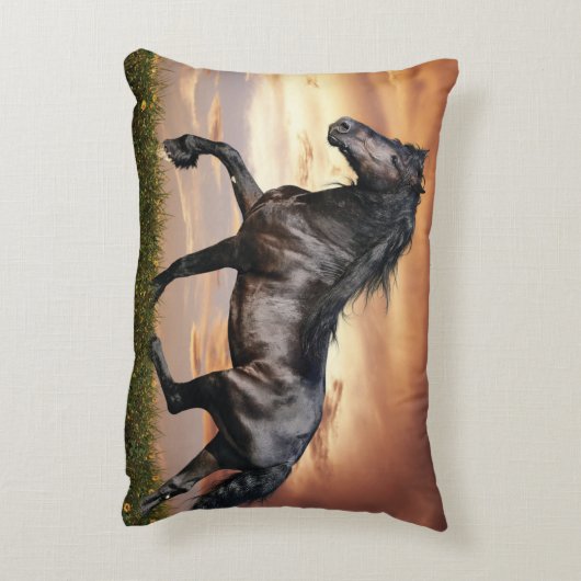 Coussins Décoratifs Beau Cheval Noir (Dos(Vertical))