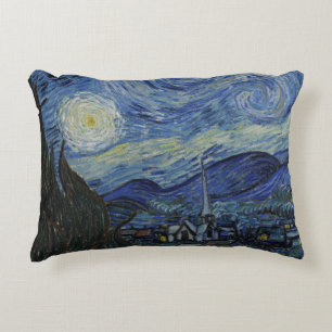 Coussins Décoratifs Beau paysage Bleu nuit Ciel d'or étoiles