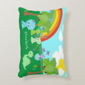 Coussins Décoratifs Bébé Dinosaures avec papillons, arc-en-ciel et sol (Devant(Vertical))