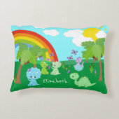 Coussins Décoratifs Bébé Dinosaures avec papillons, arc-en-ciel et sol (Dos)