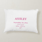 Coussins Décoratifs Bébé Fille rosée Rattle Statistiques de naissance (Dos)