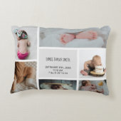Coussins Décoratifs Bébé Photo Collage Nom de conservation Date de nai (Dos)