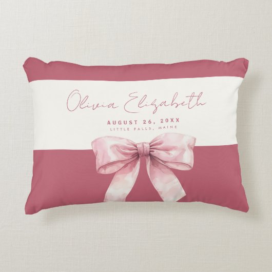 Coussins Décoratifs Bébé rose Bow fille (Devant)