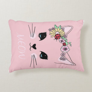 Coussins Décoratifs Belle Chat Visage Meow Rose Cute Kitten Drôle Chat
