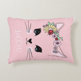 Coussins Décoratifs Belle Chat Visage Meow Rose Cute Kitten Drôle Chat