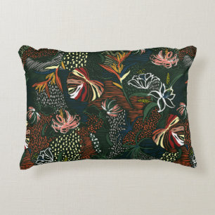 Coussins Décoratifs Belle fleur rétro dessinée à la main, palme tropic