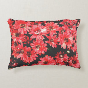 Coussins Décoratifs belles fleurs de couleur rouge, fleurs motif, soye