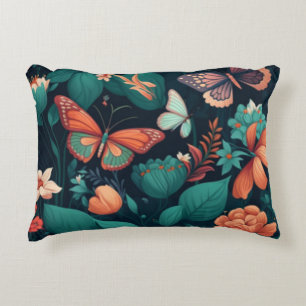 Coussins Décoratifs Belles fleurs et papillons dans la jungle